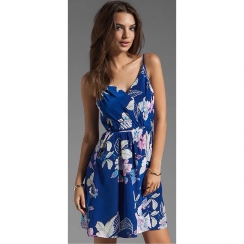 Yumi Kim • Floral Blue Faux Wrap Mini Dress